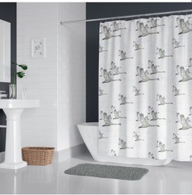 Resim Banyo Duş Perdesi 6771 120x200 Perde Borusu Askı Aparatı 90x130 Hediyeli Çok Renkli 