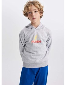 Resim Defacto Erkek Çocuk The Flash Kapüşonlu Kalın Sweatshirt B3589A823WNGR210 