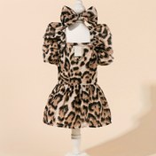 Resim Leopar Desenli Etek Mont Pijama Fiyonklu Sonbahar Kış Düğün Elbisesi Ekose Pembe Beyaz Babydoll Fransız Köpek Giysileri Kedi Kıyafetleri Yelek Yakalı Bağcıklı Dantel Sevimli Evcil Hayvan Kıyafetleri 