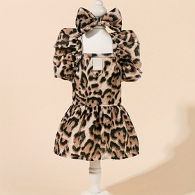 Resim Leopar Desenli Etek Mont Pijama Fiyonklu Sonbahar Kış Düğün Elbisesi Ekose Pembe Beyaz Babydoll Fransız Köpek Giysileri Kedi Kıyafetleri Yelek Yakalı Bağcıklı Dantel Sevimli Evcil Hayvan Kıyafetleri 
