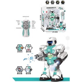 Resim Pilli Işıklı Sesli Full Fonksiyon Duman Ve Su Balonu Atan Kumandalı Robot Oyuncak Çok Renkli 