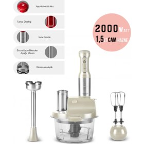 Resim 2000W Turbo Çok Fonksiyonlu Mutfak Robotu, Cam Hazne, 1,5l, Çırpma, Dilimleme, Doğrama 