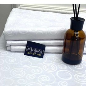 Resim Nivemeshome 140x240 Beyaz Daire Sembol Leke Tutmaz Masa Örtüsü Beyaz 