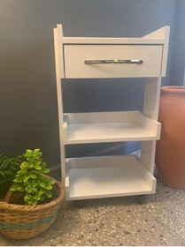 Resim BYARZUDESIGN Tekerlekli Çekmeceli Beyaz Etejer 