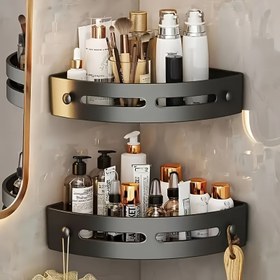 Resim 2 Adet Köşe Duş Rafı - Matkap Gerektirmeyen Yapışkanlı Banyo Depolama Rafı, Duvara Monte Şampuan & Temel Gereçler İçin Düzenleyici 