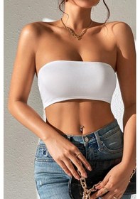 Resim Straplez Kadın Büstiyer Beyaz Beyaz 