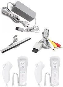 Resim Aksesuar Seti 2 Uzaktan Kumanda 2 Nunchuck Controller Nintendo Wii için Güç Kaynağı Sensörlü Televizyon Kablosu TV Kablosu Uzaktan Kumanda 