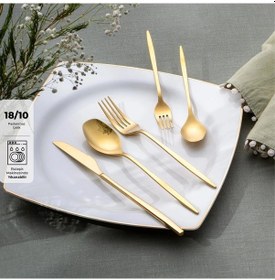 Resim Emsan Alisa Parlak Gold 60 Parça 12 Kişilik Çatal Kaşık Bıçak Takımı 