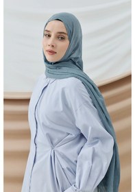 Resim Modakaşmir Aminenesil Bambu Kraş Şal Marin Renk Mavi 