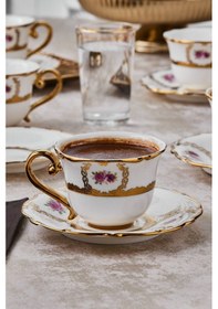 Resim Karaca Royal Bone Elizabeth 6 Kişilik Kahve Fincan Takımı 90 Ml 