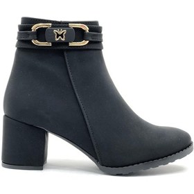 Resim Feles Kelebek Toka Detaylı Topuklu Kadın Bot Siyah 