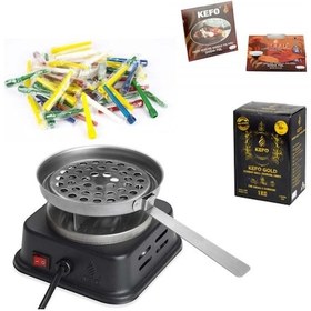 Resim Kefo Mini Kare Elektrikli Ocak+Kefo Gold Kömür+Sipsi+Folyo (405439758) 