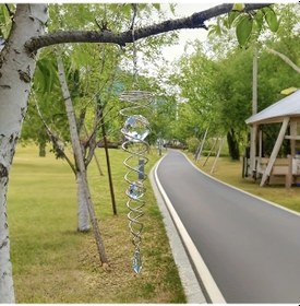 Resim Willowhaven Yeşil Kristal Rüzgar Gülü - Sonsuz Dönüş Paslanmaz Çelik Bahçe Dekoru 