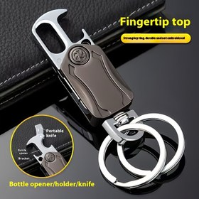 Resim Fidget Spinner ve Anahtar Düzenleyici ile Çok Fonksiyonlu Erkek Anahtarlık Aracı - Dayanıklı Çinko Alaşım, Olmayan Örgülü, Mükemmel Babalar Günü Hediyesi, Her Gün Taşıma Ekipmanı | Şık Anahtarlık | Suni Deri Kaplama 