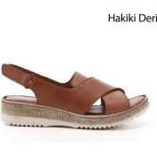 Resim Gönderi R Kadın Taba Antik Cırt Bantlı Dolgu Topuk Hakiki Deri Sandalet Dyza65145836 Taba 