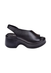 Resim Sms Hakiki Deri 7 Cm Topuklu Kadın Sandalet Sms-1502 Siyah 