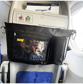 Resim Honeybeeshop Staceyo Tsa Uçak Koltuğu Organizer Çok Bölmeli Tablet Cebi Siyah Seyahat Çantası 