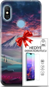 Resim Xiaomi Redmi Note 6 Pro Kılıf Orijinal Seri Fantasy 14 Karlı Dağ Cover Kılıf + Ön Ekran Koruyucu 