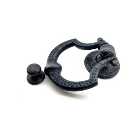Resim Marsilyan Antika Tarz Dekoratif Pirinç Dövme Kapı Tokmağı, Taktak - 150X105 Mm, Oksit 