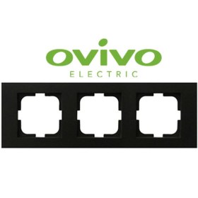 Resim Eco Lounge Metalik Siyah Üçlü Çerçeve Grano - Priz ve Anahtar İçin Uyumlu Çerçeve 