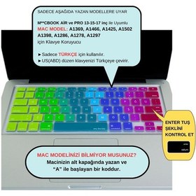 Resim Apple Uyumlu MacBook Klavye Air Pro Koruyucu Dazzle Us To Tr Eski Usb'li Model 2008/2017 İle Pembe Yeşil 