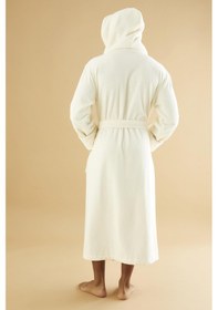 Resim Uzun Kapüşonlu Triga Bambu Cotton Bayan Bornoz Kahve 