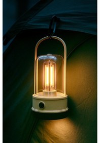 Resim Şarjlı Kamp Lambası Filament Işıklı Orta-yüksek Işık Sos Askılı Işıldak El Feneri Gece Lambası 382 Krem 