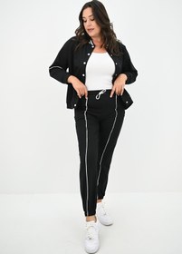 Resim Kadın Büyük Beden Çıtçıt Kapama Detaylı Eşofman Takımı 8132-25 - 3XL / Fuşya 