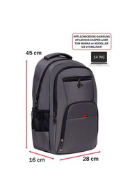 Resim Dada 06 Apple Mocbook Uyumlu Usb Aparatlı Gri Laptop Sırt Çantası 14 İnç Darbe Emici Koruma 