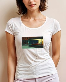 Resim Gece Kuşları Geniş Yaka Tişört 