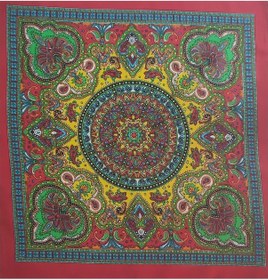 Resim Bhandana Mandala Kırmızı Kare Bandana Çok Renkli 