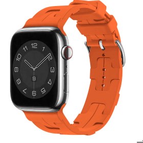 Resim Apple Watch 42mm Uyumlu Kordon Silikon Yumuşak Esnek Metal Klipsli KRD-92 Kayış Turuncu 