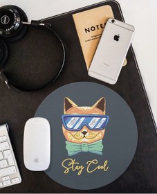 Resim WuW Stay Cool Kedi Yuvarlak Mouse Pad 