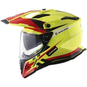 Resim Axor Xcross Dual Vizör Full Face Kask Kırmızı - Parlak Sarı 