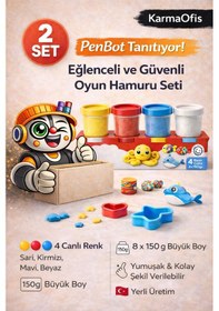 Resim Kidz 2 Li Büyük Boy Oyun Hamuru Seti 8x150 Gr 4 Renkli Çocuk Oyun Hamuru Yumuşak & Yerli Üretim Beyaz 