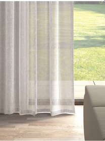 Resim Bej Renk Keten Görünümlü Düz Tül Perde Ütü Istemez Bej 