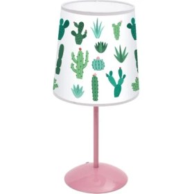 Resim Yeşil Kaktüs Desenli Çocuk ve Bebek Odası Masa Aydınlatması 