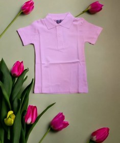 Resim Polo Yaka Tişört Alm Kısa Kol 6-16 Yaş Çocuk pembe Okul Tişört/t-shirt 