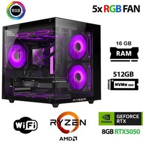 Resim Xaser ECO-X160 Ryzen 5 5500 16 GB 512 GB M.2 NVMe SSD 8 GB RTX5050 Free Dos Masaüstü Oyuncu Bilgisayarı 