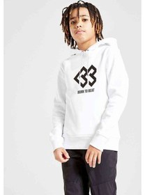 Resim Tshirthane Born To Beat Logo Baskılı Unisex Çocuk Kapüşonlu Beyaz Sweatshir Beyaz 