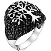 Resim 925 Ayar Gümüş Mikro Taş Işlemeli Hayat Ağacı Motifli Yüzük 