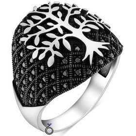 Resim 925 Ayar Gümüş Mikro Taş Işlemeli Hayat Ağacı Motifli Yüzük 