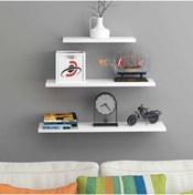 Resim AGT Beyaz Mdf Gizli Bağlantılı 3'lü Duvar Rafı 70x18 / 60x18 /40 X18 