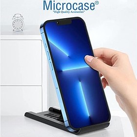 Resim Microcase Masaüstü Katlanabilir Mandallı Telefon Tablet Tutucu Stand 6 Kademeli - AL3490 Siyah 