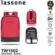 Resim Classone Bp-Tw1502 Twincolor 15.6" Laptop Sırt Çantası-Kırmızı 