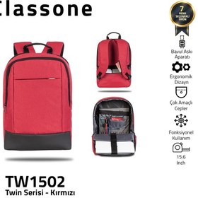 Resim Classone Bp-Tw1502 Twincolor 15.6" Laptop Sırt Çantası-Kırmızı 