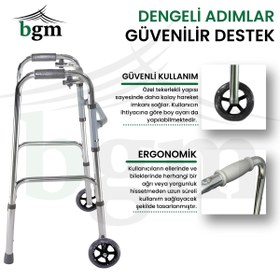 Resim BGM Tekerlekli Yürüteç Walker Hasta Yürüteci Yüksek Kalite Tekerlekli Katlanır Walker 