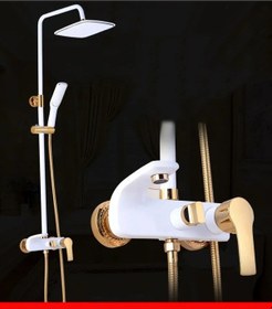 Resim Banyo Bataryası Duş Seti Altın Dore Beyaz 