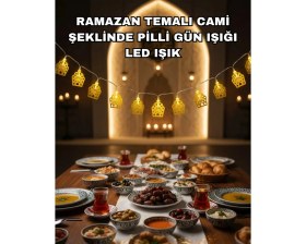 Resim Belle Fusion Mey Ithalat® Dekoratif Ramazan LED Işık Pilli Cami Tasarımlı Zincir Aydınlatma 