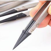 Resim 1 Adet ESD-Güvenli Hassas Cımbız - Anti-Statik Uçlar, Elektronik ve Takı Yapımı için Sağlam Metal Yapı, Güç Gerektirmez, Profesyonel & Hobi Kullanımına Uygun - Model ESD-259A 